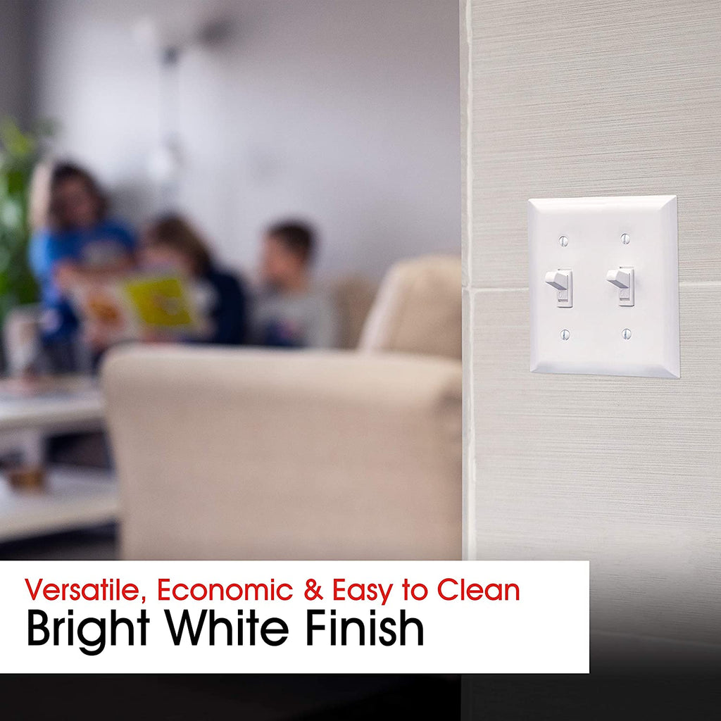 Double Wall Plates Cover, 2 Gang, Light Switch Cover, 0.32" X 4.47", Outlet Covers, Screws Included, White,