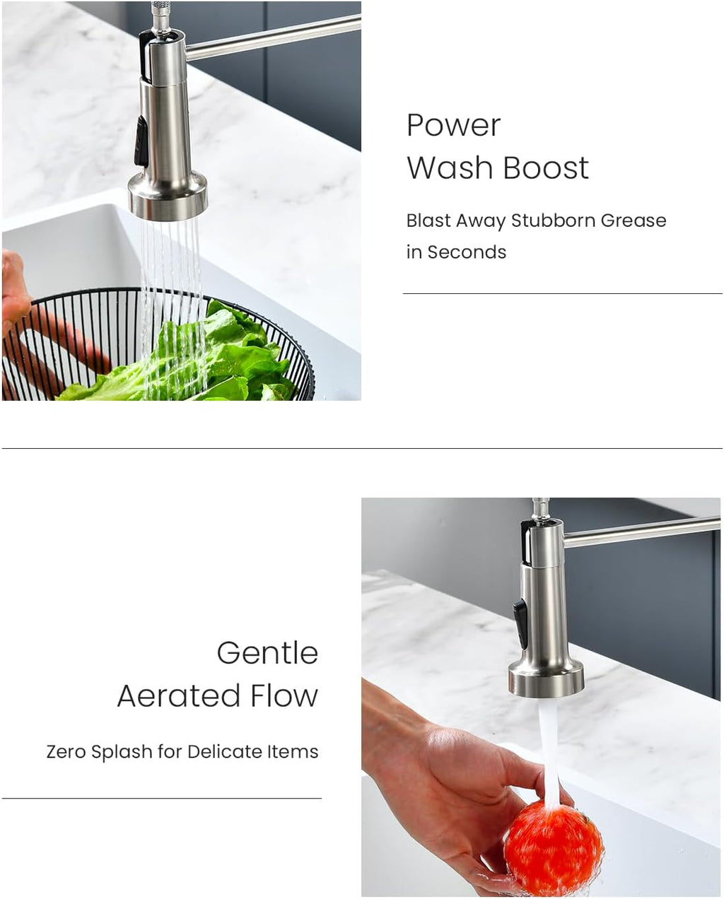 3 Hole Kitchen Faucet with Soap Dispenser, 3 Piece Kitchen Sink Faucets with Pull down Sprayer, Stainless Steel Faucet with Sprayer, Separate Handle, Brushed Nickel
