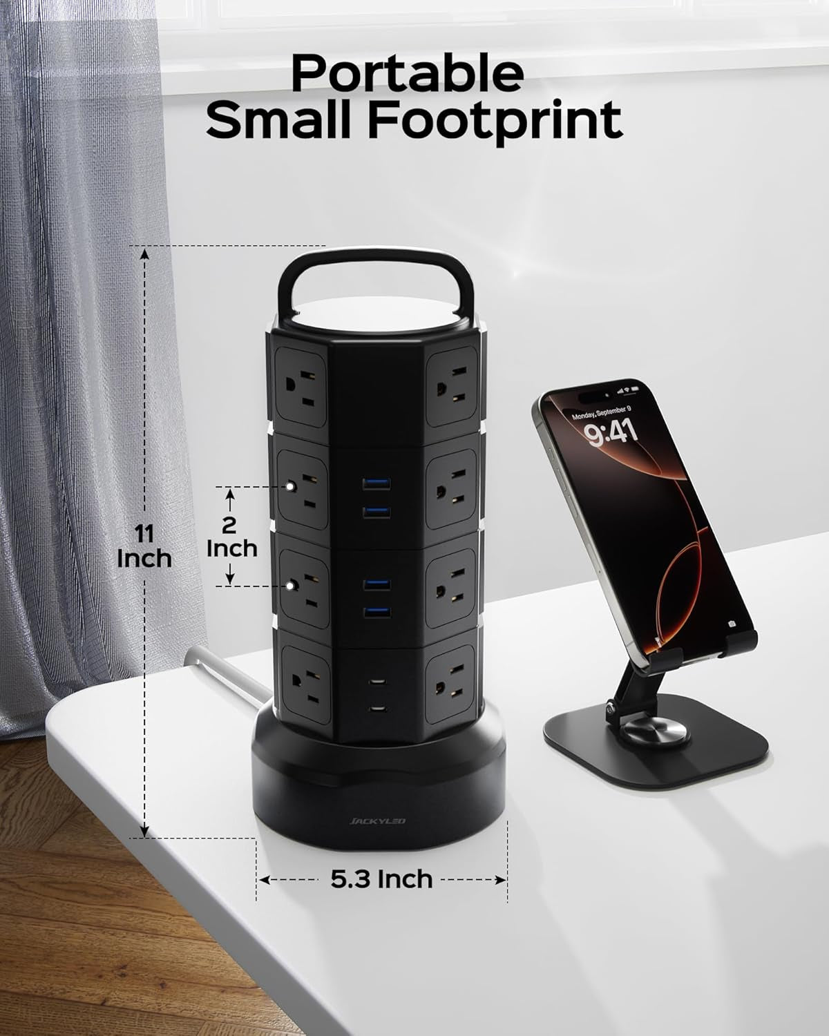 Power Strip Tower Surge Protector,  16 Outlets 6 USB (2 USB C) Charging Station, Extension Cord with Multiple Outlets, 1050J 1625W/13A Outlet Extender 6.5Ft Extension Cord for Home Office