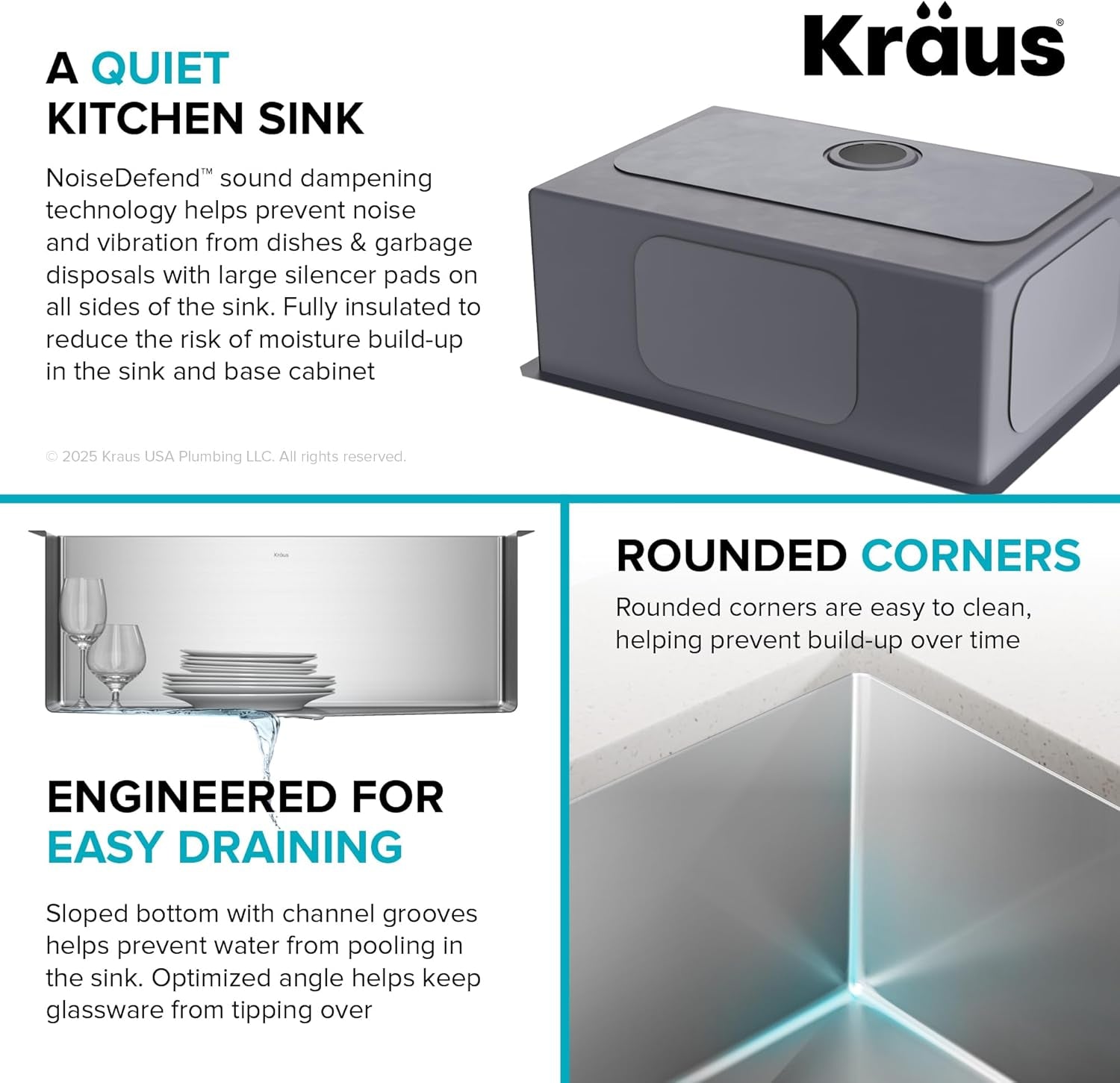 Standart PRO 26-Inch 16 Gauge Undermount Single Bowl Stainless Steel Kitchen Sink, KHU100-26
