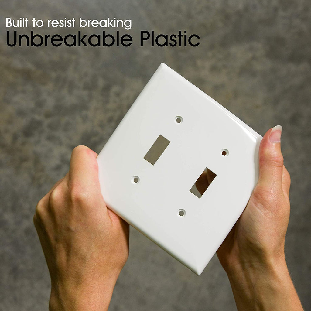 Double Wall Plates Cover, 2 Gang, Light Switch Cover, 0.32" X 4.47", Outlet Covers, Screws Included, White,
