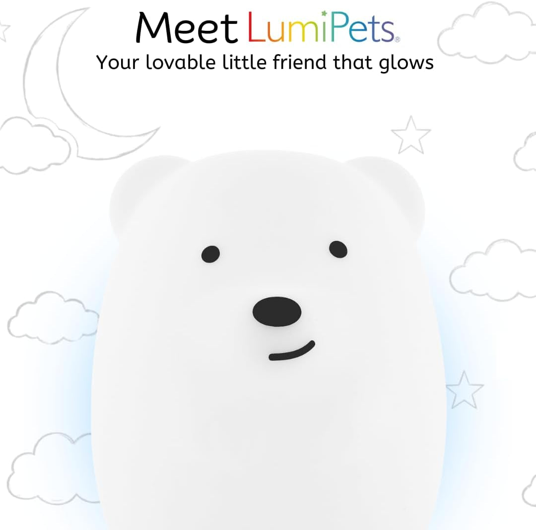 Benny the Bear Squishy Silicone Night Light for Kids | Cute Night Light with Remote & Touch Control for Girls & Boys | 9 Color Changing Soft Portable Animal Lamp Comes with USB Cord