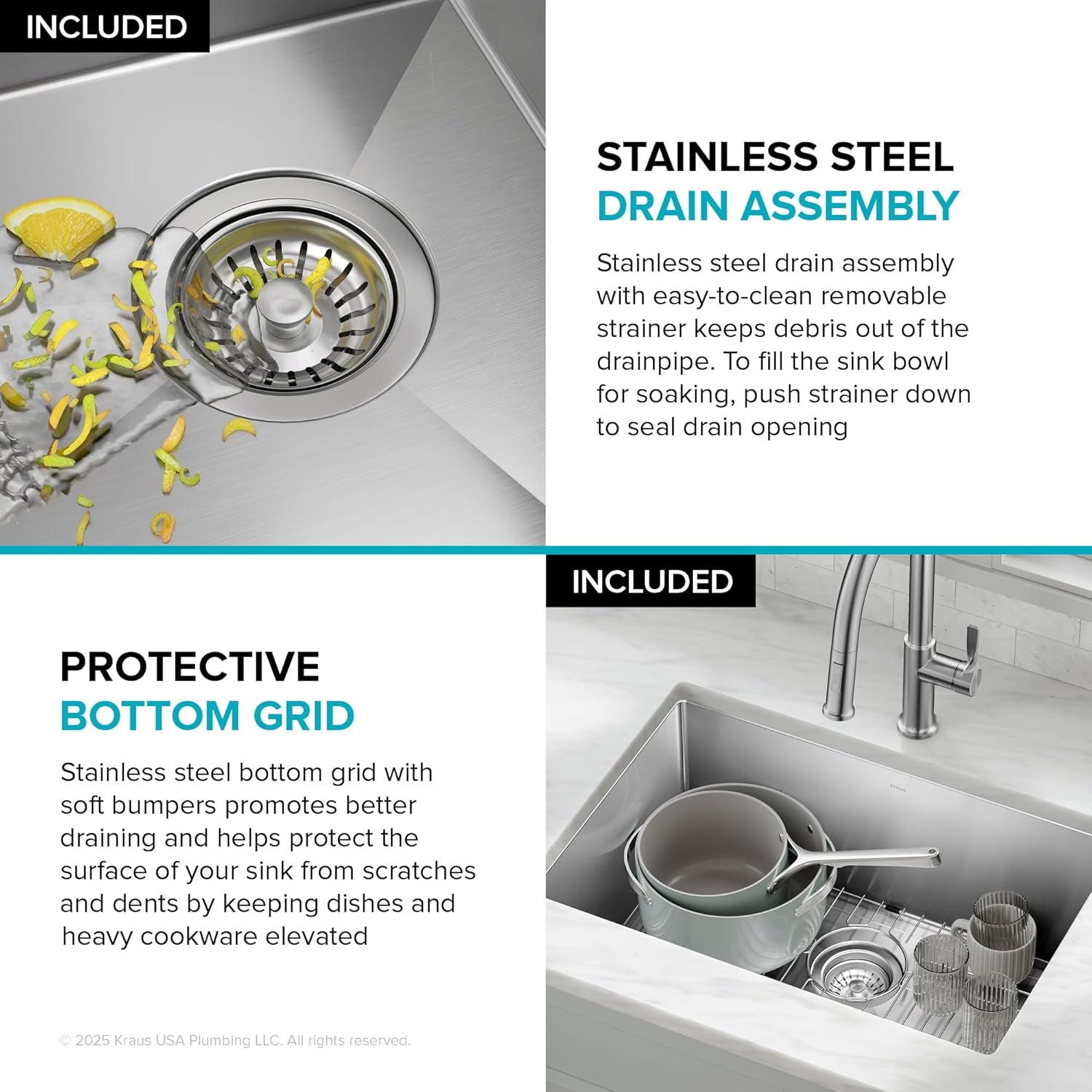 Standart PRO 26-Inch 16 Gauge Undermount Single Bowl Stainless Steel Kitchen Sink, KHU100-26