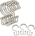 Shower Curtain Rings,  Shower Curtain Hooks, Rust-Resistant Metal Shower Hooks for Curtain, Double Glide Shower Curtain Hooks for Bathroom Shower Curtain & Shower Liner, Set of 12, Matte Nickel
