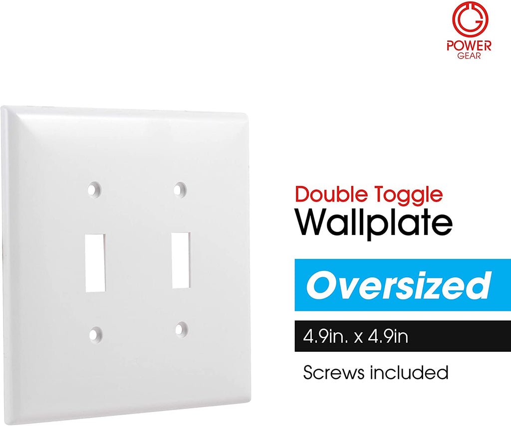 Double Wall Plates Cover, 2 Gang, Light Switch Cover, 0.32" X 4.47", Outlet Covers, Screws Included, White,