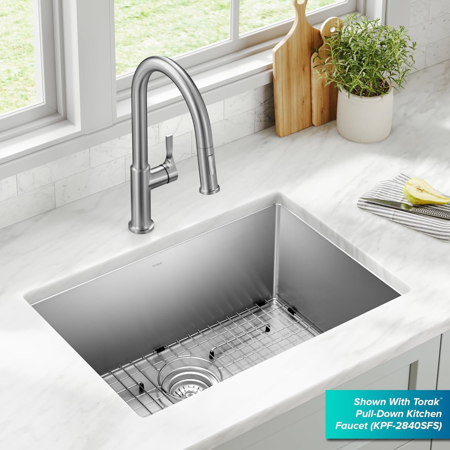 Standart PRO 26-Inch 16 Gauge Undermount Single Bowl Stainless Steel Kitchen Sink, KHU100-26