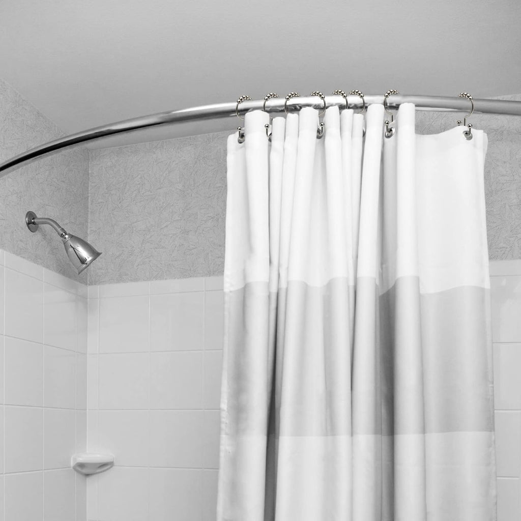 Shower Curtain Rings,  Shower Curtain Hooks, Rust-Resistant Metal Shower Hooks for Curtain, Double Glide Shower Curtain Hooks for Bathroom Shower Curtain & Shower Liner, Set of 12, Matte Nickel