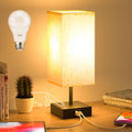 Bedside Lamp, Touch Control Small Lamp for Bedroom, Nightstand Lamp with Charging Station USB C + a Ports, 3 Way Dimmable for Home Living Room, LED Bulb Included, Upgraded Fabric Shade, Cream